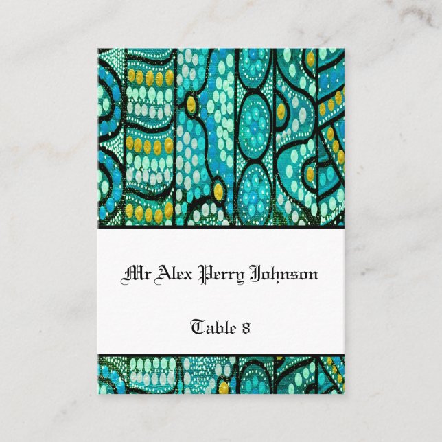 Carte De Placement Table Mariage Autochtone Siège Le Voyage Bleu (Devant)