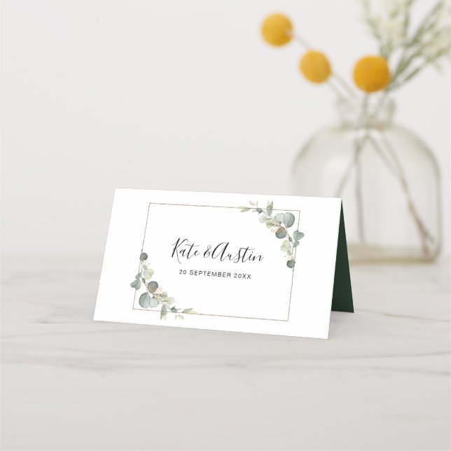 Carte De Placement Table mariage de verdure aquarelle (Dos)