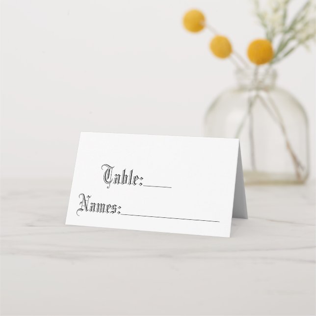 Carte De Placement Table Mariage gothique (Devant)