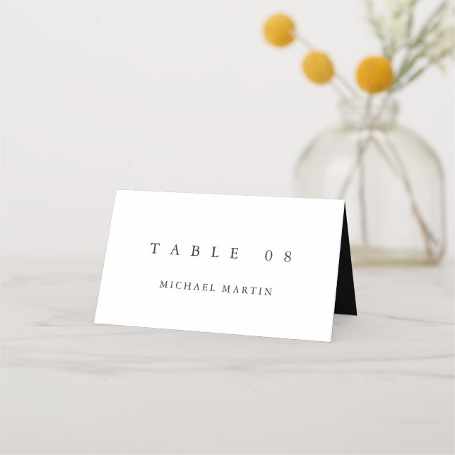 Carte De Placement Table Mariage noir simple (Devant)