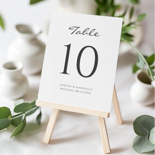 Carte De Placement table mariage simple moderne (modern simple minimalist table number sign , editable , tie the knot in style , minimalistic , 
)
