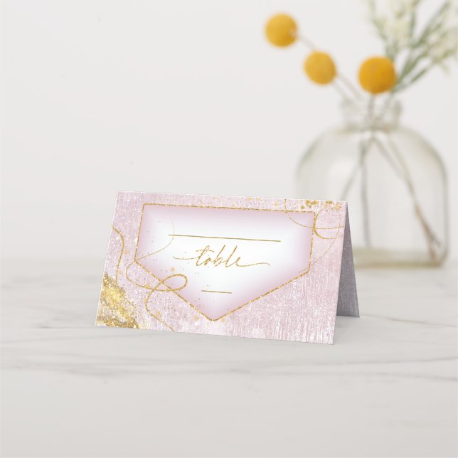 Carte De Placement Table Mv ID867 Gold Abstrait Mariage Fine Lines (Devant)