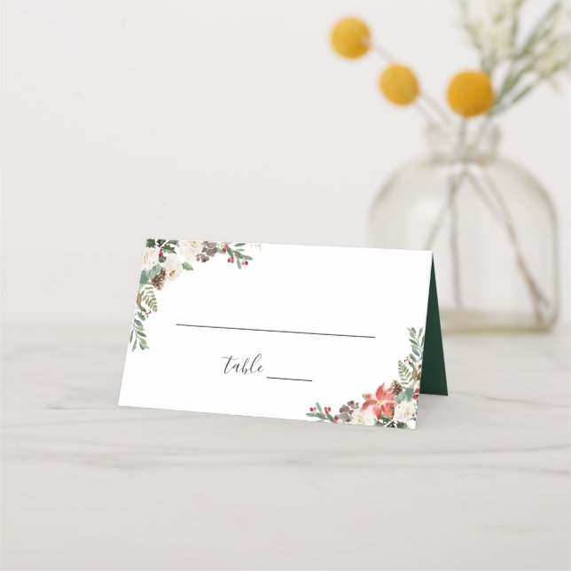 Carte De Placement Table Rustique Chic Winter Floral Mariage (Devant)