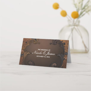 Carte De Placement Table vintage automne feuilles dorées ornementales