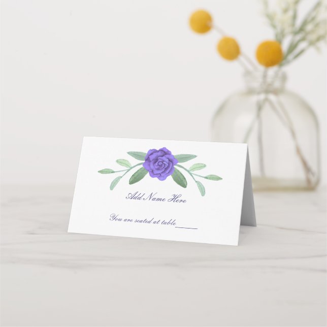 Carte De Placement Tableau de feuillage bleu violet Floral (Devant)