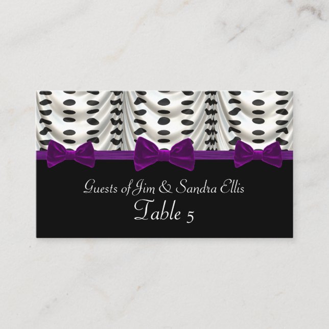 Carte De Placement Tableau des Pois noirs blancs violets (Devant)