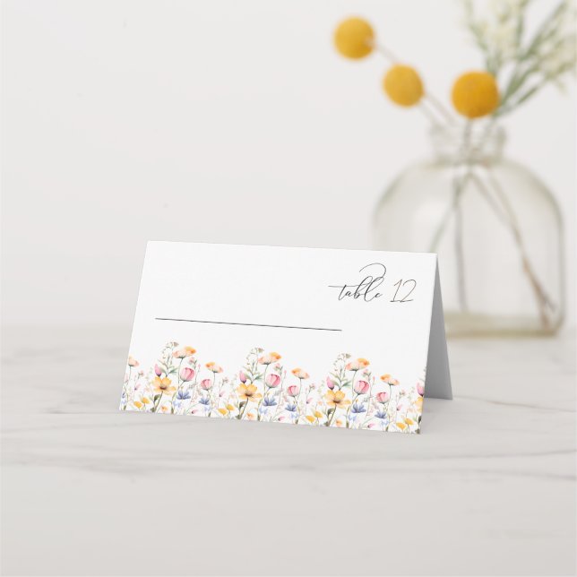 Carte De Placement Tableau Mariage du Fleur sauvage d'aquarelle Meado (Devant)