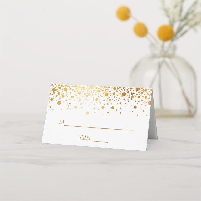 Carte De Placement Tableau Mariage Faux Gold Foil Confetti Dots (Devant)