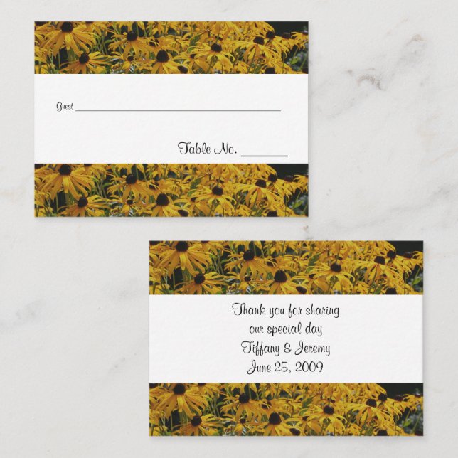 Carte De Placement Tableau Mariage Fleurs de marguerite Jaune (Devant / Derrière)