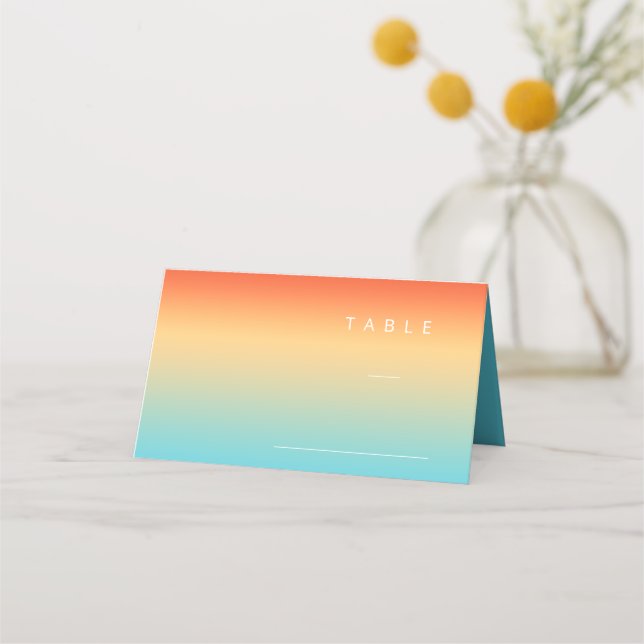 Carte De Placement Tableau Mariage Gradient de l'humeur Ciel tropical (Devant)