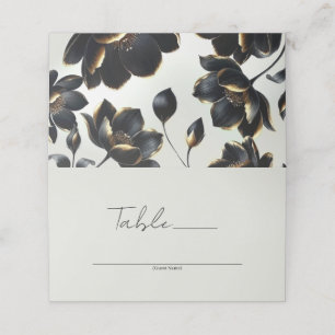 Carte De Placement Tableau Mariage noir & or floral gris