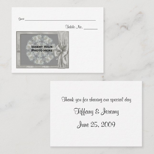 Carte De Placement Tableau photo Mariage personnalisé (Devant / Derrière)