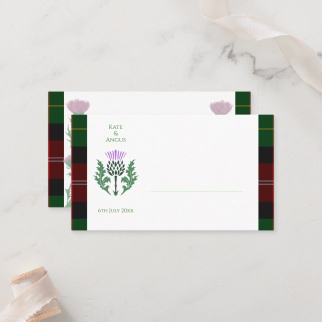 Carte De Placement Tartan écossais traditionnel et chardon écossais (Devant/Arrière en situation)
