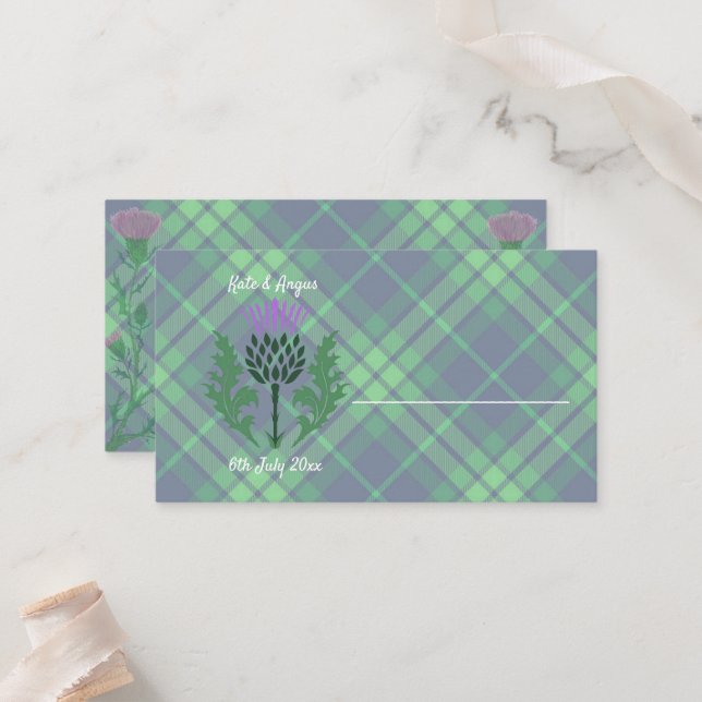 Carte De Placement Tartan écossais traditionnel et chardon écossais (Devant/Arrière en situation)