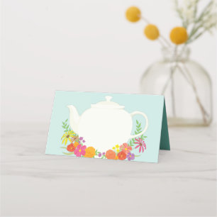 Carte De Placement Tea Party Baby shower Teapot Spring Floral