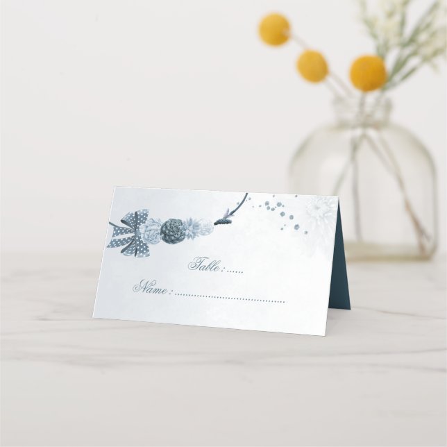 Carte De Placement teintes bleues poussiéreuses fleurs & arc carte pl (Devant)
