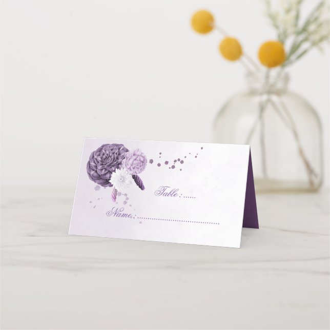Carte De Placement teintes violettes fleurs & arc carte place (Devant)
