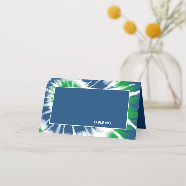 Carte De Placement Teinture à tarte bleue et verte personnalisée (Devant)