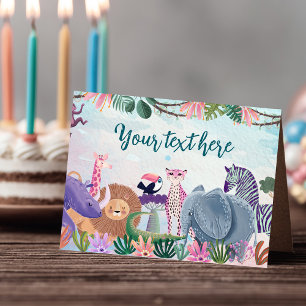 Carte De Placement Tente de nourriture d'anniversaire de fille d'anim
