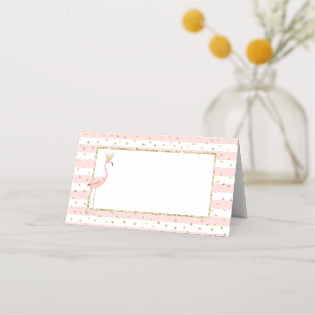 Carte De Placement Tente de nourriture petite en or rose flamant (Devant)
