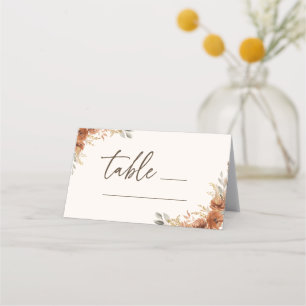Carte De Placement Terracotta Fall Floral Numéro de table Mariage