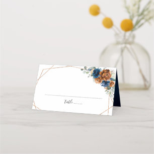 Carte De Placement Terracotta Marine Bleu Vert Mariage géométrique
