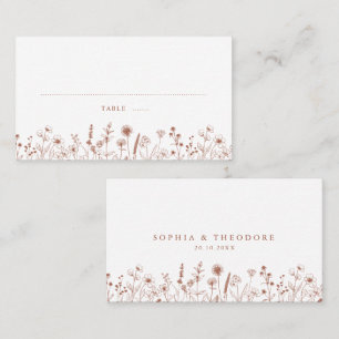 Carte De Placement Terracotta Rustic Floral Automne Fleur sauvage Mar