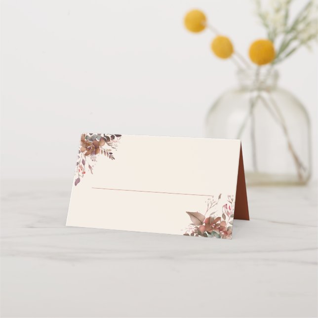 Carte De Placement Terracotta Rustic Floral Mariage de automne d'auto (Devant)