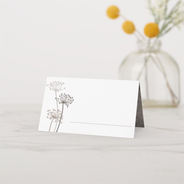 Carte De Placement Tête de fleurs d'art encré Brown mariage (Devant)