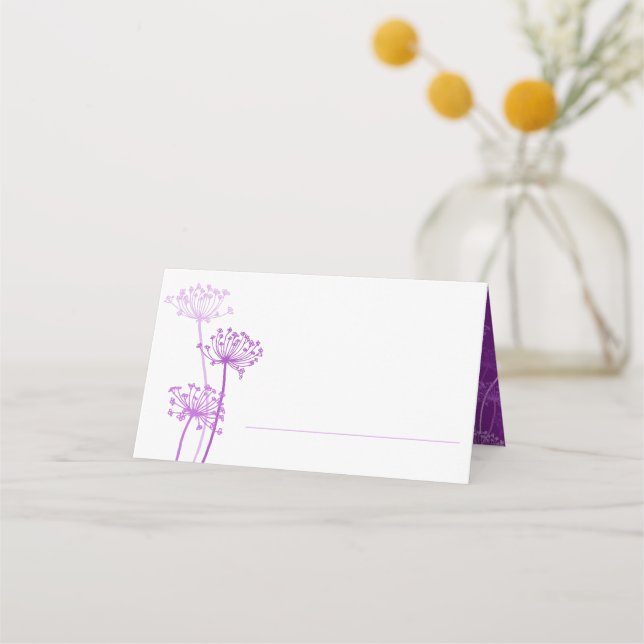 Carte De Placement Tête de fleurs d'art encré pourpre cervil mariage (Devant)