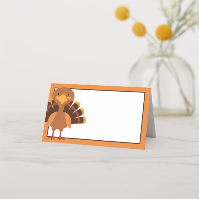 Carte De Placement Thanksgiving Turquie | Écrivez le nom de votre inv (Devant)
