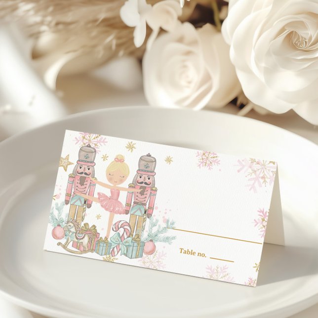 Carte De Placement The Nutcracker Christmas Ballet Blonde Pink Tutu (Créateur téléchargé)