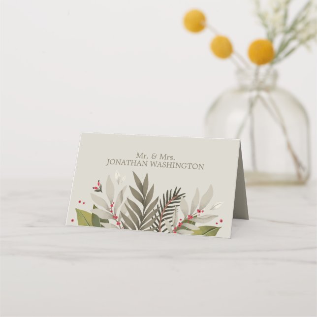 Carte De Placement Thème Botanique Muet | Tan| Mariage (Devant)