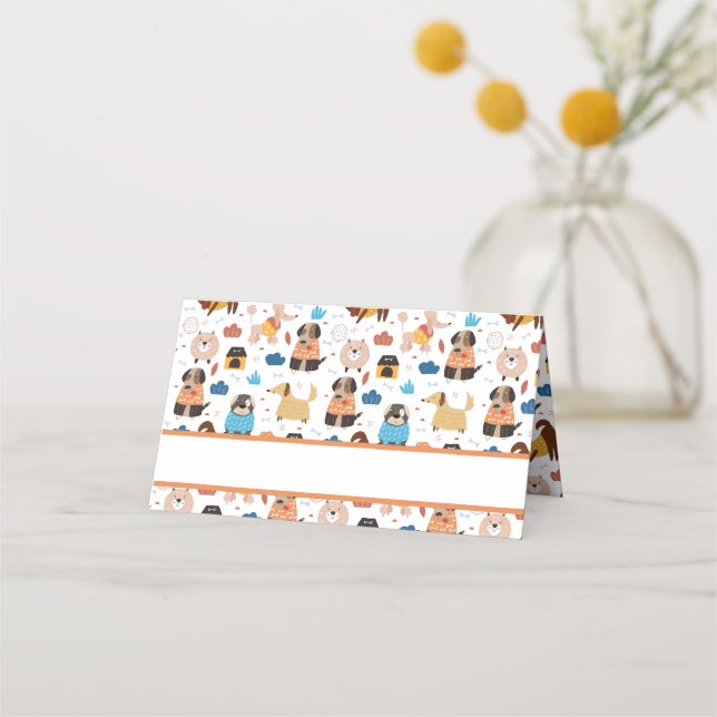 Carte De Placement Thème d'anniversaire du chien de caricature mignon (Devant)