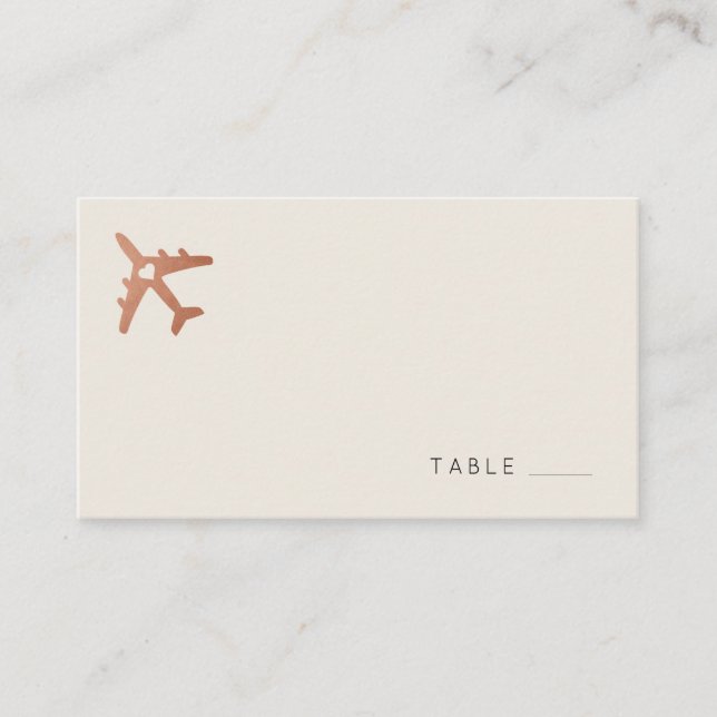 Carte De Placement Thème de voyage en cuivre et Tan Avion plat (Devant)