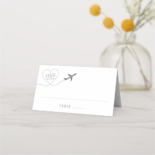 Carte De Placement Thème Voyage Avion Coeur Monogramme