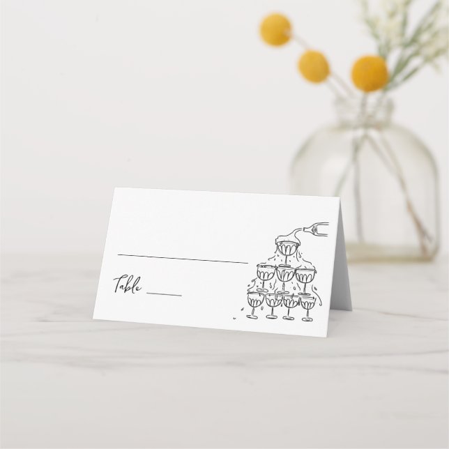 Carte De Placement Tour de Champagne à main Mariage Carte de place (Devant)