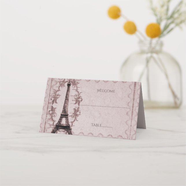 Carte De Placement Tour Eiffel rose - Carte de la réception (Devant)