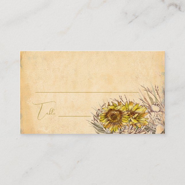 Carte De Placement Tournesol bohème rustique (Dos)