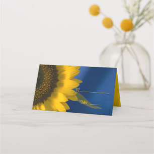 Carte De Placement Tournesol jaune sur Mariage bleu