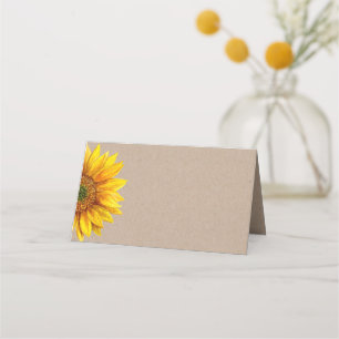 Carte De Placement Tournesol. Mariage floral rustique. Fleur champêtr