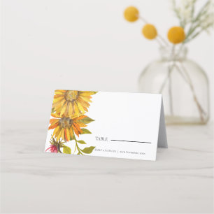 Carte De Placement Tournesol rustique Joli Mariage floral
