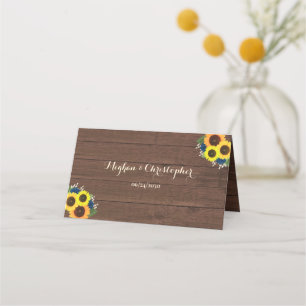 Carte De Placement Tournesol rustique Rose bleu marine