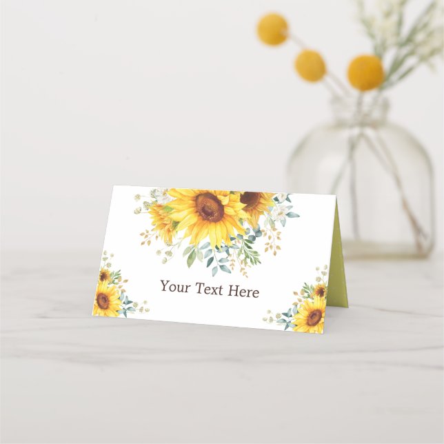 Carte De Placement Tournesols aquarelle radieuse Été verdure (Devant)