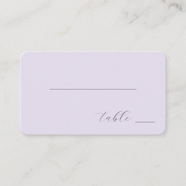 Carte De Placement Tranquil Lavender Minimalist Calligraphy (Devant)