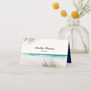 Carte De Placement Tropical Beach Palm Tree Nom du Mariage