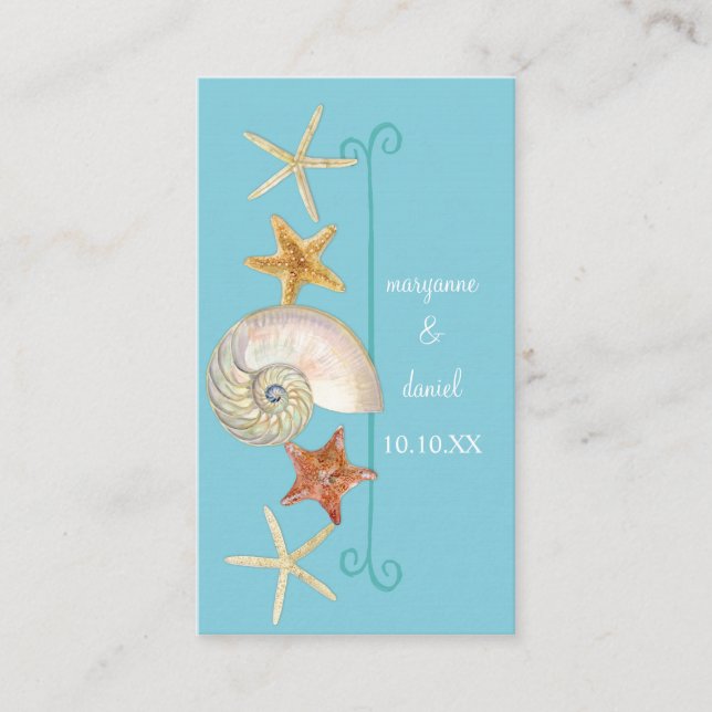 Carte De Placement Tropical Beach Shells Starfish Nautilus Été (Devant)