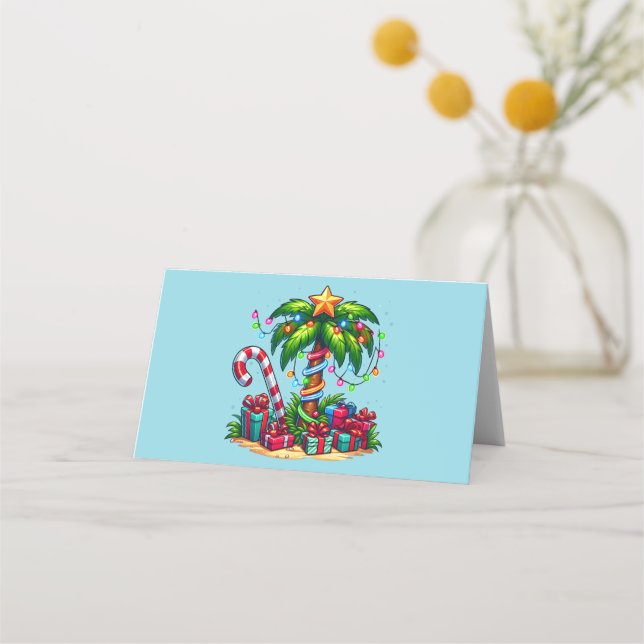 Carte De Placement Tropical Christmas Holiday Palm Tree (Devant)