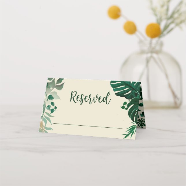 Carte De Placement Tropical Foliage Mariage de siège à la mode Réserv (Devant)