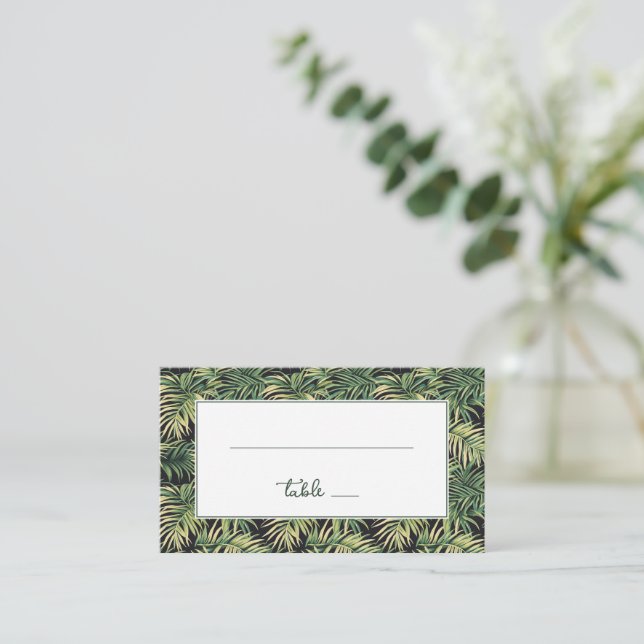 Carte De Placement Tropical Green Palm Leaf (Debout devant)